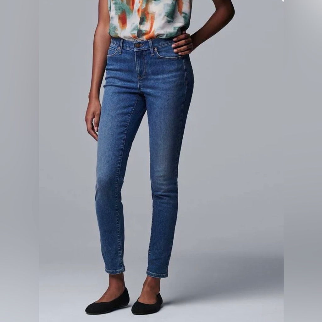 Vera Wang Simply Vera Skinny Stretch, Denim Jeans, Size 14 Long